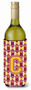 Monogram Letter Football Wine Bottle Hugger - 638508050496