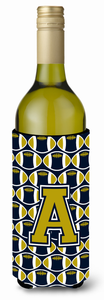 Monogram Letter Football Wine Bottle Hugger - 638508045010
