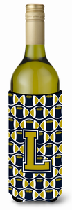 Monogram Letter Football Wine Bottle Hugger - 638508045126