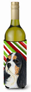 Candy Cane Holiday Christmas Design with Dog Wine Bottle Hugger - 615872701193
