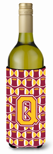 Monogram Letter Football Wine Bottle Hugger - 638508050632