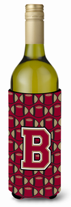 Monogram Letter Football Wine Bottle Hugger - 638508048141