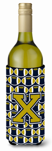Monogram Letter Football Wine Bottle Hugger - 638508045249