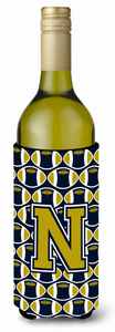 Monogram Letter Football Wine Bottle Hugger - 638508045140