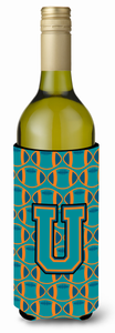 Monogram Letter Football Wine Bottle Hugger - 638508036391
