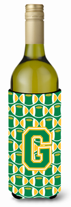Monogram Letter Football Wine Bottle Hugger - 638508040930