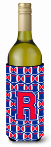 Monogram Letter Football Wine Bottle Hugger - 638508046741