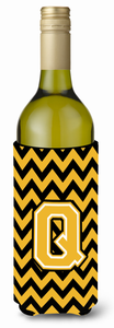 Monogram Letter Chevron Wine Bottle Hugger - 638508016898