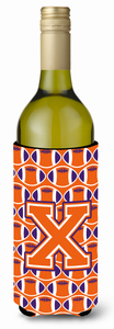 Monogram Letter Football Wine Bottle Hugger - 638508043443