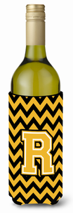 Monogram Letter Chevron Wine Bottle Hugger - 638508016904