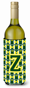 Monogram Letter Football Wine Bottle Hugger - 638508046048