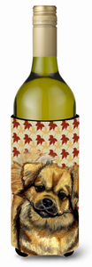 Fall Leaves Design with Dog Wine Bottle Hugger - 615872700271