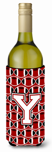Monogram Letter Football Wine Bottle Hugger - 638508051493