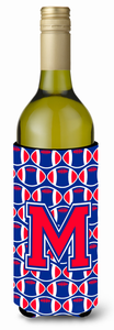 Monogram Letter Football Wine Bottle Hugger - 638508046697