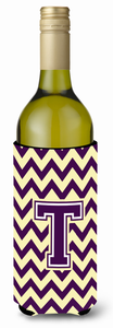 Monogram Letter Chevron Wine Bottle Hugger - 638508032485