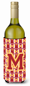 Monogram Letter Football Wine Bottle Hugger - 638508041777