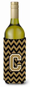 Monogram Letter Chevron Wine Bottle Hugger - 638508014672