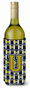 Monogram Letter Football Wine Bottle Hugger - 638508045218