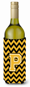 Monogram Letter Chevron Wine Bottle Hugger - 638508016881
