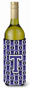 Monogram Letter Football Wine Bottle Hugger - 638508040282