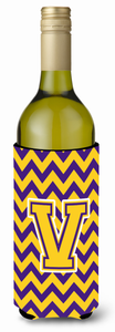 Monogram Letter Chevron Wine Bottle Hugger - 638508007483