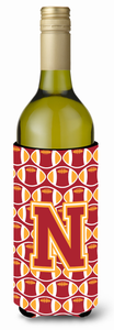 Monogram Letter Football Wine Bottle Hugger - 638508041784