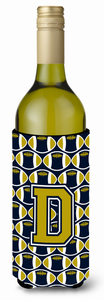 Monogram Letter Football Wine Bottle Hugger - 638508045041