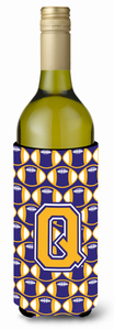Monogram Letter Football Wine Bottle Hugger - 638508037138