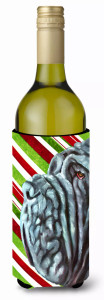 Candy Cane Holiday Christmas Design with Dog Wine Bottle Hugger - 615872866595