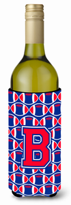 Monogram Letter Football Wine Bottle Hugger - 638508046581