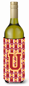 Monogram Letter Football Wine Bottle Hugger - 638508041852