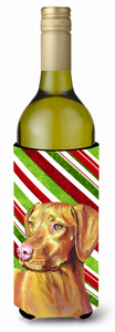 Candy Cane Holiday Christmas Design with Dog Wine Bottle Hugger - 615872701209