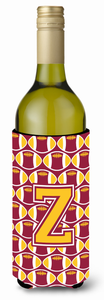 Monogram Letter Football Wine Bottle Hugger - 638508050724