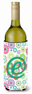 Monogram Letter Flowers Wine Bottle Hugger - 638508020406