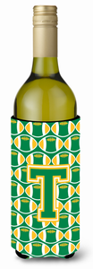 Monogram Letter Football Wine Bottle Hugger - 638508041067