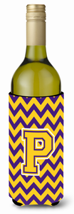 Monogram Letter Chevron Wine Bottle Hugger - 638508007421