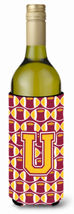 Monogram Letter Football Wine Bottle Hugger - 638508050670