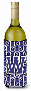 Monogram Letter Football Wine Bottle Hugger - 638508040312