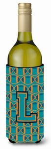 Monogram Letter Football Wine Bottle Hugger - 638508036308