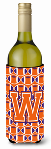 Monogram Letter Football Wine Bottle Hugger - 638508043436