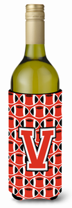 Monogram Letter Football Wine Bottle Hugger - 638508039521