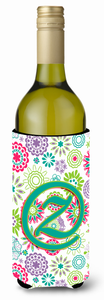 Monogram Letter Flowers Wine Bottle Hugger - 638508020611