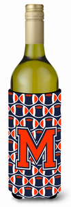 Monogram Letter Football Wine Bottle Hugger - 638508038654