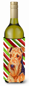 Candy Cane Holiday Christmas Design with Dog Wine Bottle Hugger - 615872701285
