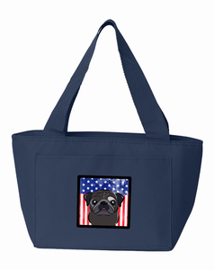 American Flag and Black Pug Lunch Bag - 638508864772