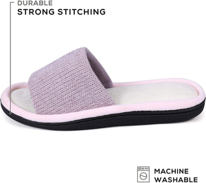 ROXONI Women's Soft Open Toe Slide Slippers, Indoor Outdoor Rubber Sole - 049108994330