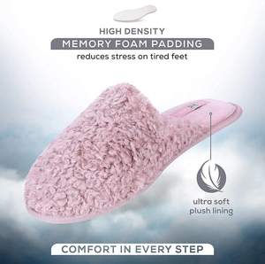 ROXONI Women Slipper Cozy Memory Foam, Indoor Outdoor Rubber Sole - 491089995654