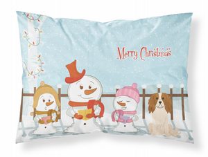 Carolines Treasures Merry Christmas Carolers Dog Fabric Standard Pillowcase, White, Moisture Wicking Holiday Glow