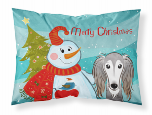 Snowman with Dog Fabric Standard Pillowcase - 638508136169