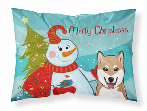 Snowman with Dog Fabric Standard Pillowcase - 638508136121